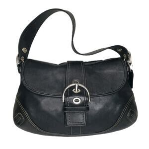 Vintage Soho Top Flap Coach F10192 MEDIUM Y2K Black Leather Shoulder Bag